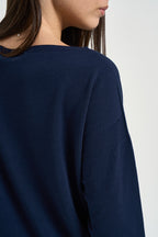 Maglia donna con spacchetti laterali blu 3M1700 BLU KONTATTO 