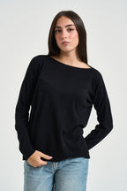 Maglia donna con spacchetti laterali nera 3M1700 NERO KONTATTO 