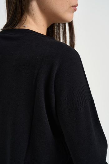Maglia donna con spacchetti laterali nera - 5
