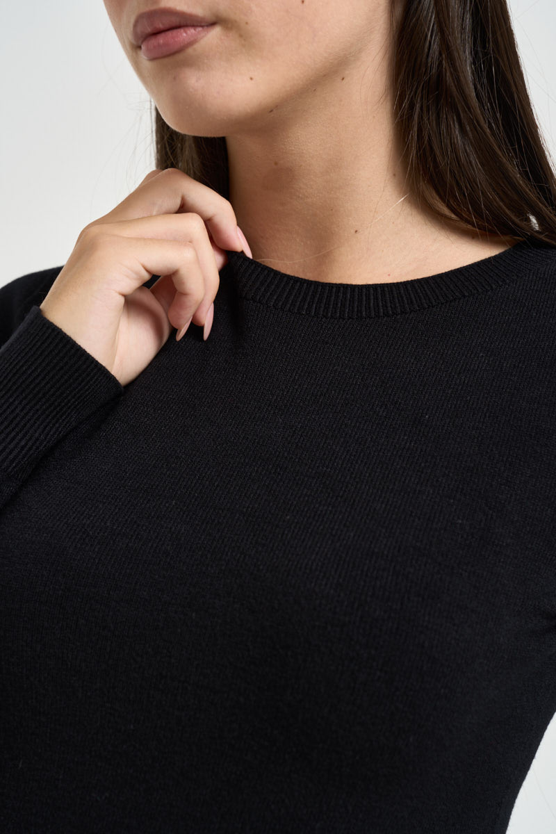 Maglia donna cropped nera 3M1705 NERO KONTATTO 