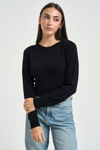 Maglia donna cropped nera - 3