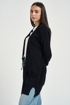 Cardigan donna lungo nero 3M1710 NERO KONTATTO 