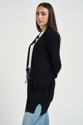 Cardigan donna lungo nero - 3