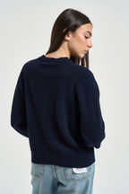 Maglia donna girocollo con bottoni blu notte 3M1837 BLU KONTATTO 