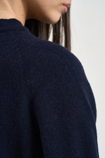 Maglia donna girocollo con bottoni blu notte - 5