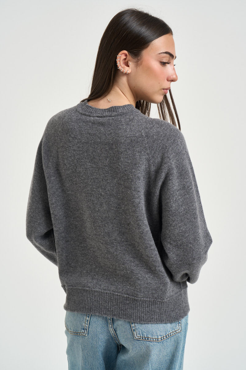 Maglia donna girocollo con bottoni grigio antracite 3M1837 GRIGIO KONTATTO 