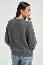 Maglia donna girocollo con bottoni grigio antracite 3M1837 GRIGIO KONTATTO 