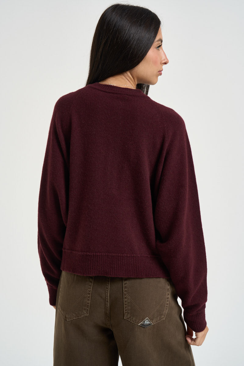 Maglia donna girocollo con bottoni bordeaux 3M1837 MARSALA KONTATTO 