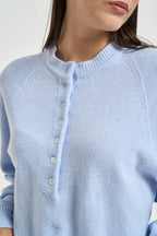 Maglia donna girocollo con bottoni celeste 3M1837 NUVOLA KONTATTO 