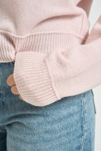 Maglia donna girocollo con bottoni rosa - 4