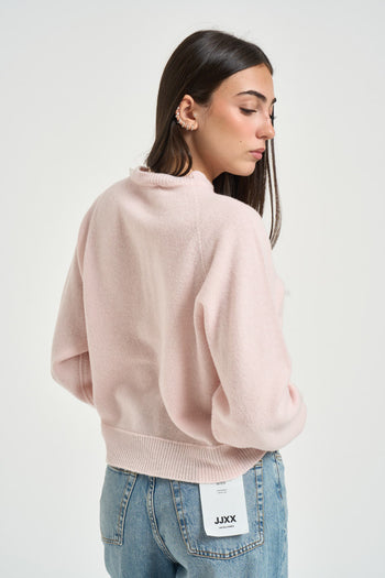 Maglia donna girocollo con bottoni rosa - 5