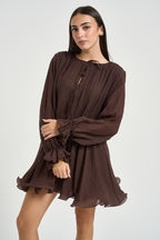 Abito donna corto con fondo svasato moro ADF704C CIOCCOLATO KONTATTO 
