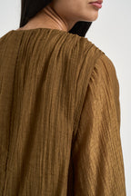 Abito donna corto con fondo svasato verde olio ADF704C OLIO KONTATTO 