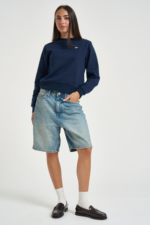 Felpa donna cropped blu - 1