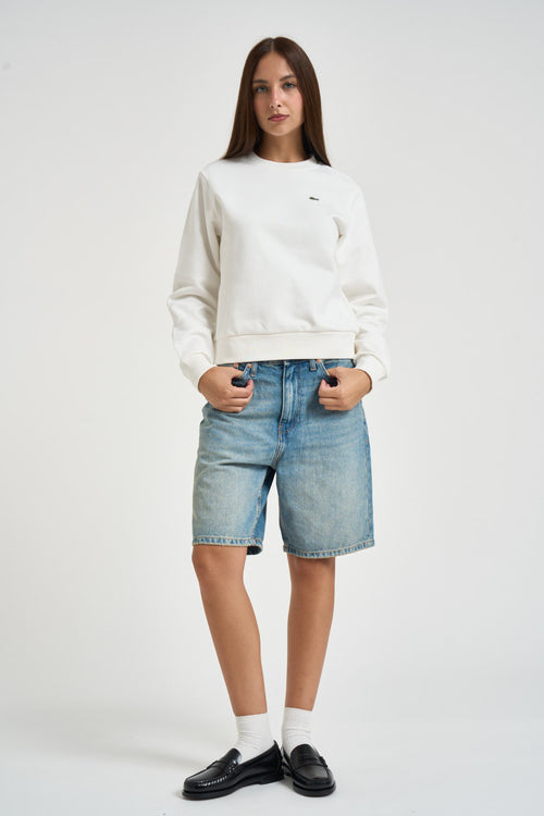 Felpa donna cropped bianca - 1