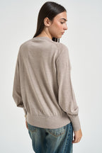 Cardigan donna in lana tortora CF6059 MA82O02158 LIU JO 