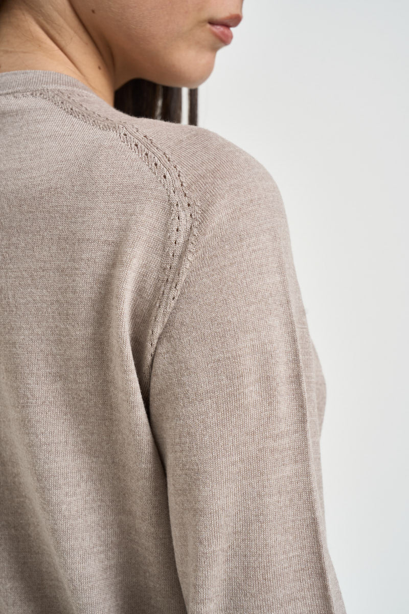 Cardigan donna in lana tortora CF6059 MA82O02158 LIU JO 
