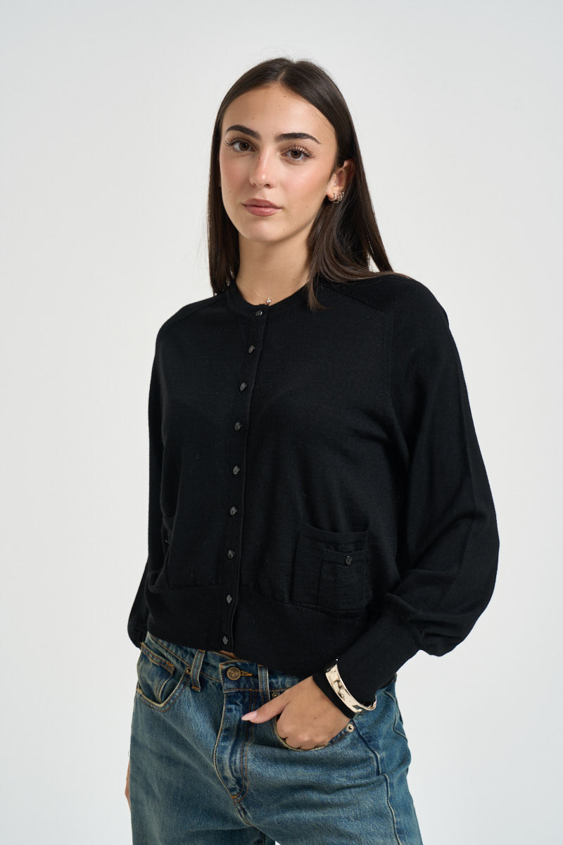 Cardigan donna in lana nero CF6059 MA82O22222 LIU JO 