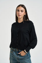 Cardigan donna in lana nero CF6059 MA82O22222 LIU JO 