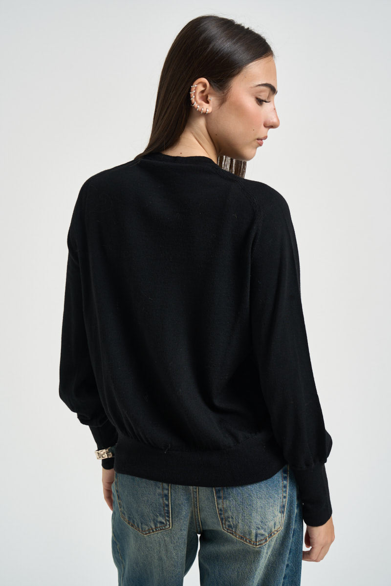 Cardigan donna in lana nero CF6059 MA82O22222 LIU JO 