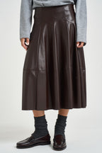 Gonna donna midi in ecopelle marrone CF6066 E0624X0807 LIU JO 