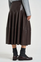 Gonna donna midi in ecopelle marrone CF6066 E0624X0807 LIU JO 