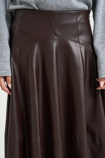 Gonna donna midi in ecopelle marrone - 4
