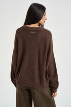 Maglia donna scollo a V marrone CF6106 MA71SX0807 LIU JO 