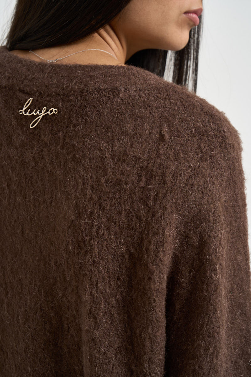 Maglia donna scollo a V marrone CF6106 MA71SX0807 LIU JO 
