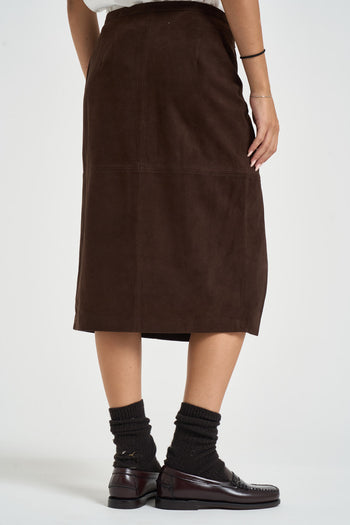 Gonna donna in suede marrone - 3