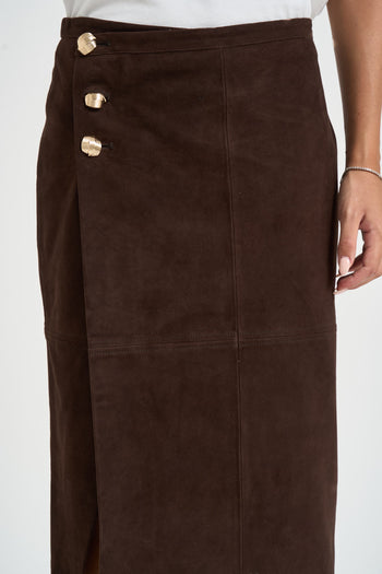 Gonna donna in suede marrone - 5
