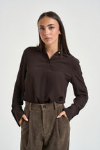 Camicia donna con bottoni gioiello marrone CF6207 T2578X0807 LIU JO 