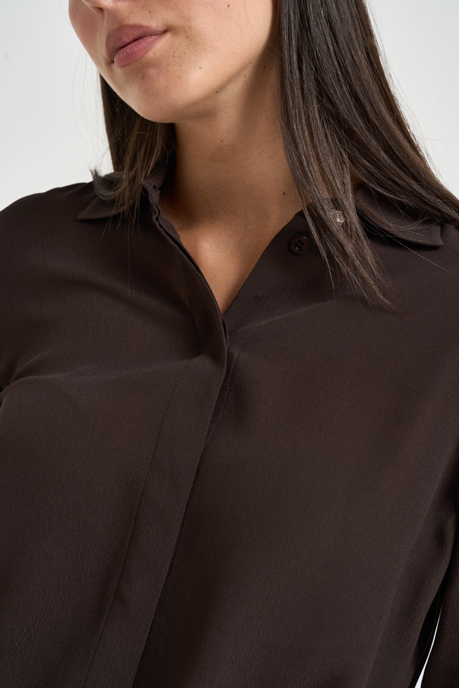 Camicia donna con bottoni gioiello marrone CF6207 T2578X0807 LIU JO 
