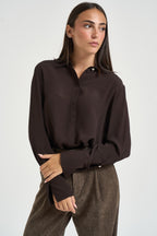 Camicia donna con bottoni gioiello marrone CF6207 T2578X0807 LIU JO 