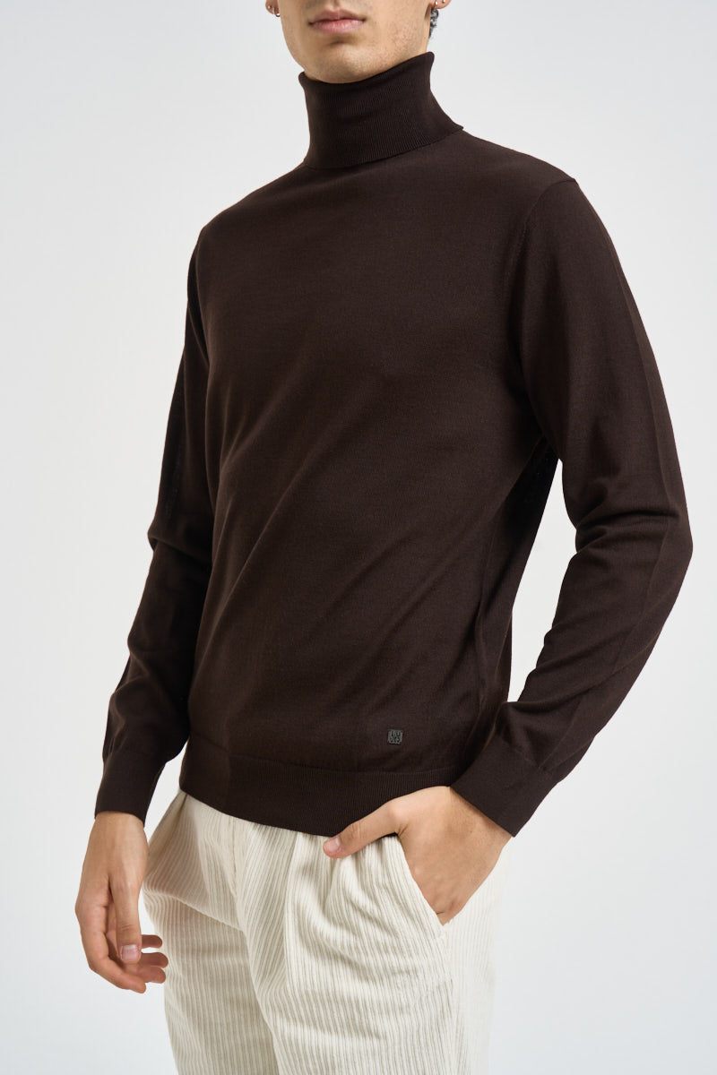 Maglia uomo dolcevita marrone scuro QF6088 MA27P91106 LIU JO 
