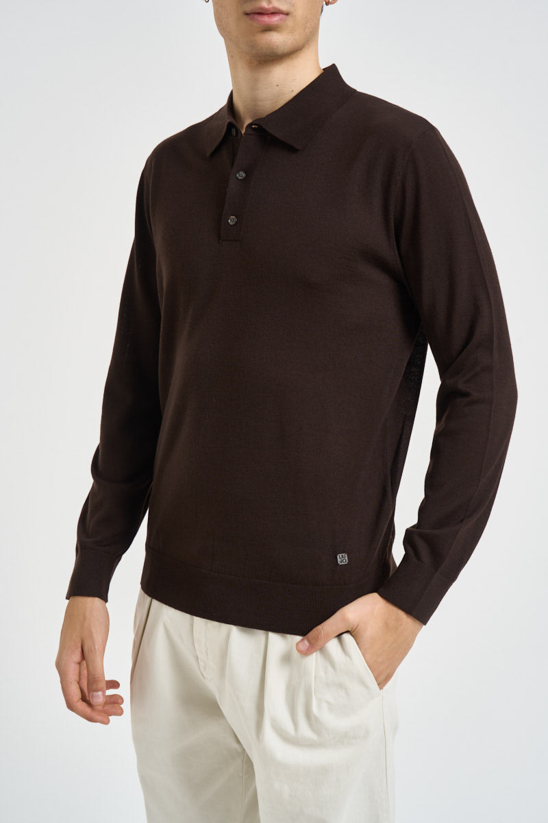 Polo uomo in maglia marrone QF6136 MA27P91106 LIU JO 