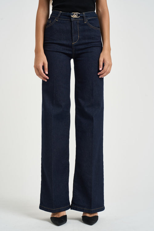 Jeans donna a vita alta blu scuro - 1