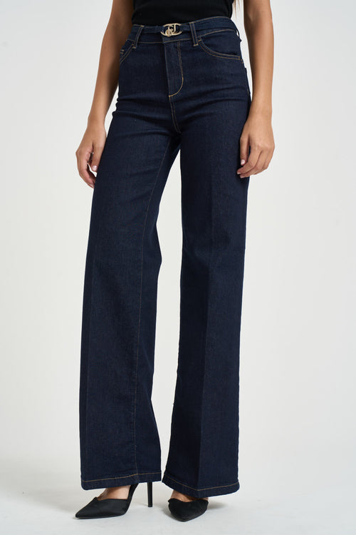 Jeans donna a vita alta blu scuro - 2