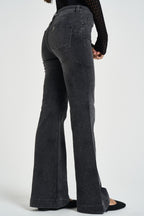 Jeans donna a zampa in denim grigio con strass UF6107 D042388219 LIU JO 