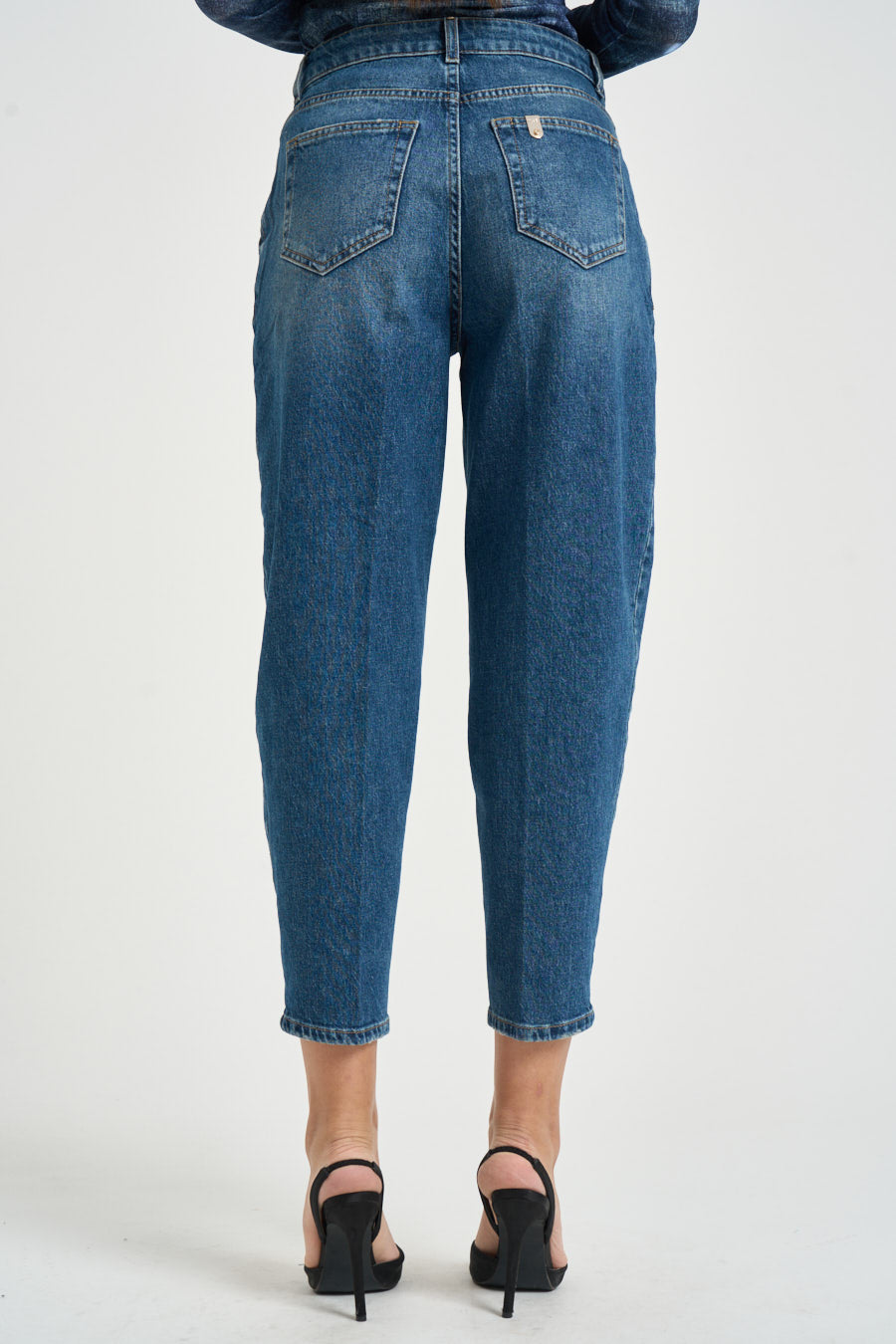 Jeans donna balloon con bottone sul fondo blu UF6130 D029479096 LIU JO 