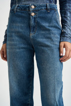 Jeans donna balloon con bottone sul fondo blu UF6130 D029479096 LIU JO 