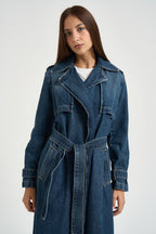 Trench donna lungo in denim blu UF6503 D039879158 LIU JO 