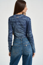 Maglia donna effetto denim blu UF6515 J1624L9680 LIU JO 