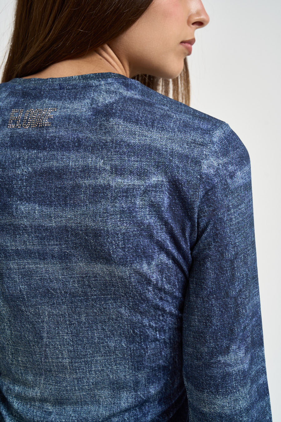 Maglia donna effetto denim blu UF6515 J1624L9680 LIU JO 