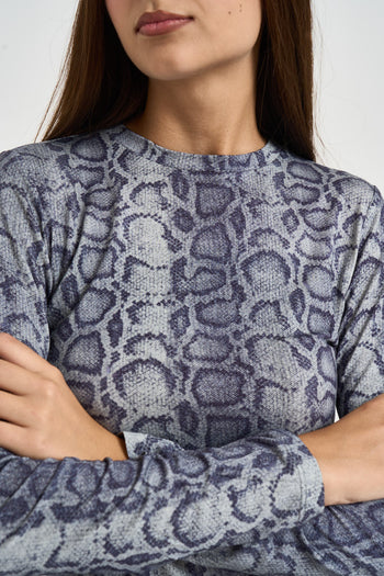 Maglia donna stampa animalier blu - 3