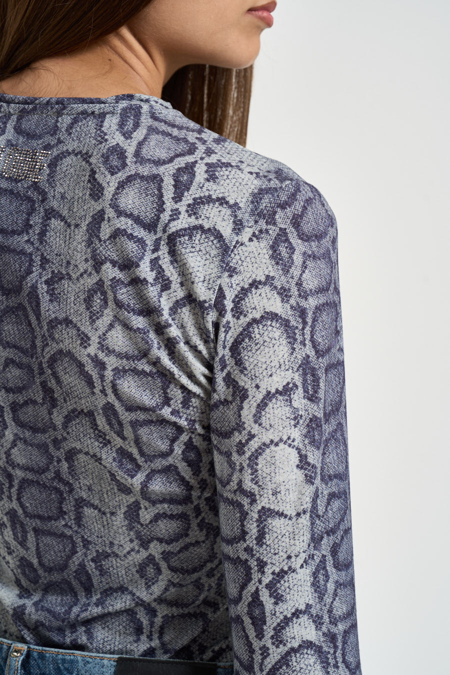 Maglia donna stampa animalier blu UF6515 J1624L9681 LIU JO 