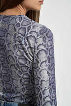 Maglia donna stampa animalier blu UF6515 J1624L9681 LIU JO 