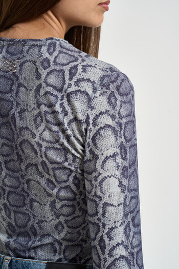 Maglia donna stampa animalier blu - 5