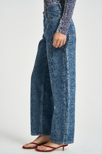Jeans donna loose Fit animalier blu - 3