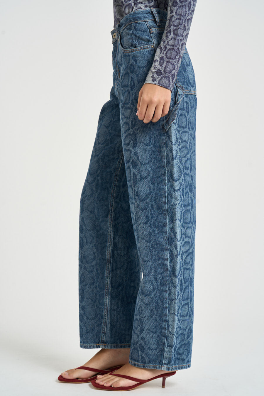 Jeans donna loose Fit animalier blu UF6519 D039779154 LIU JO 